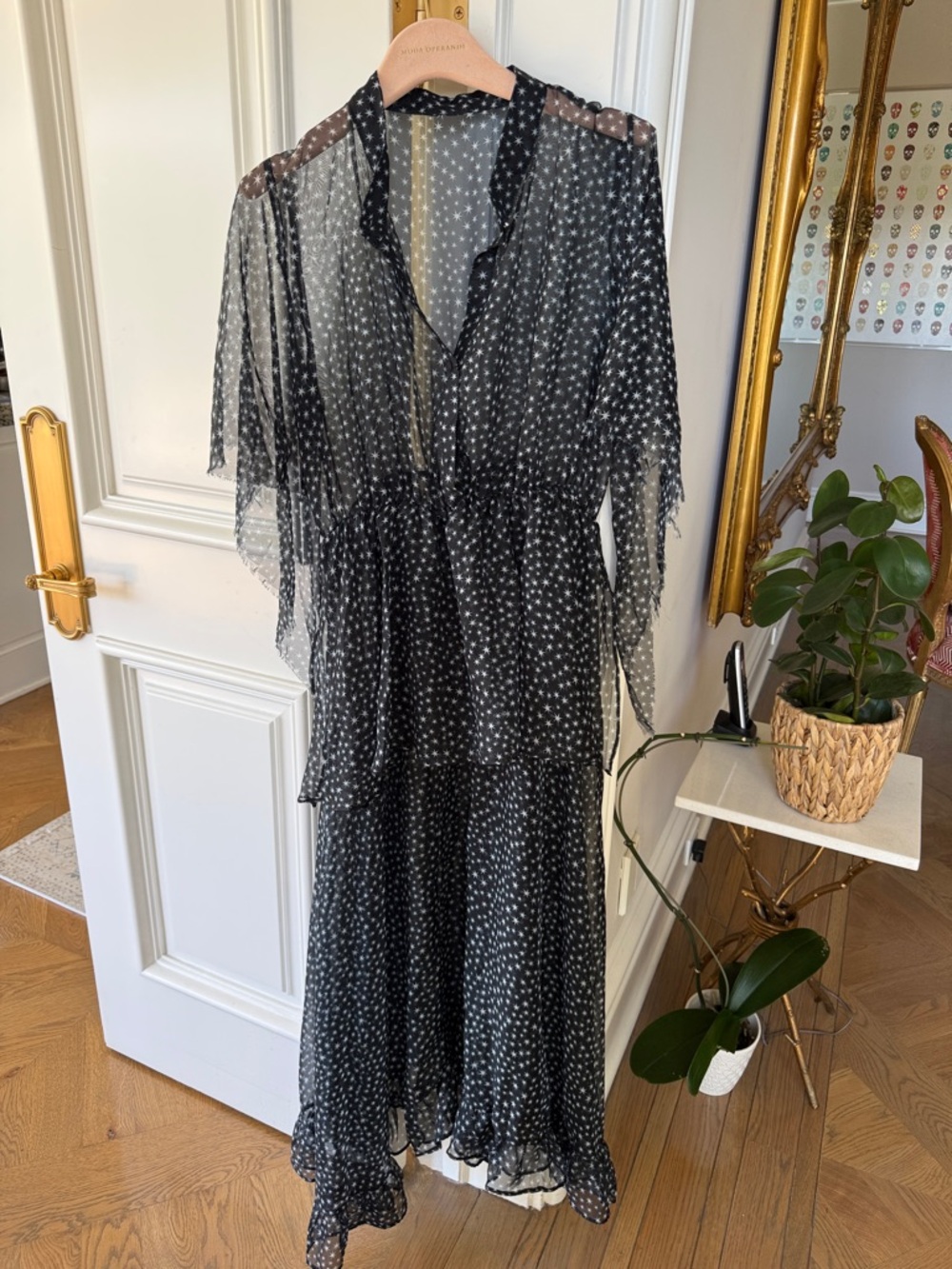 J.ING Navy Blue Star-Print Sheer Maxi Dress